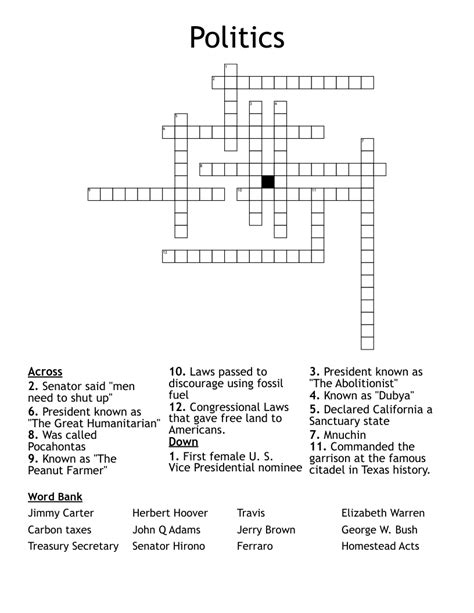 channel for politics crossword.